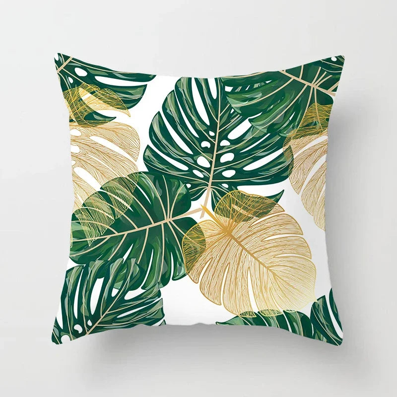 Tropical Leaf Cactus Double-sided Plush Throw Pillow