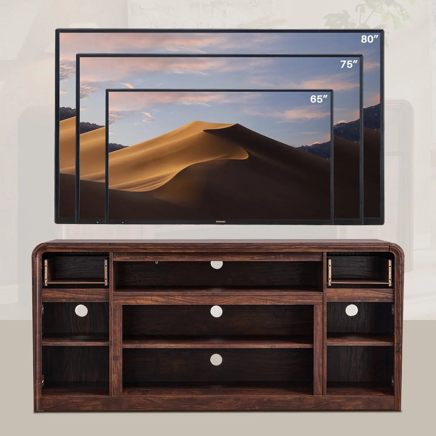 Modern TV Stand With Storage Cabinet And Drawers Entertainment Center