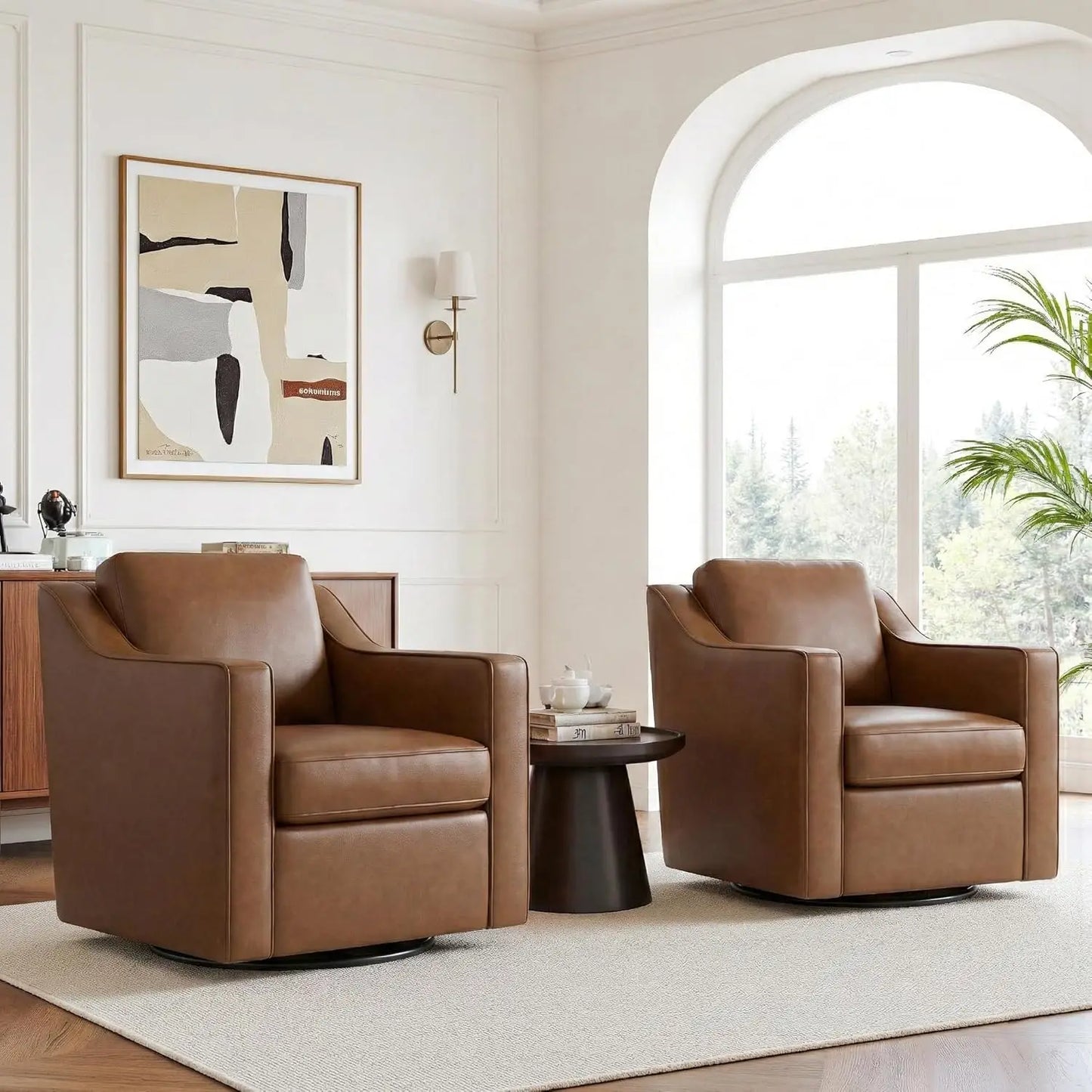 Upholstered Club Armchairs Set of 2 Chenille Fabric