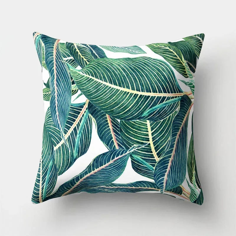 Tropical Leaf Cactus Double-sided Plush Throw Pillow