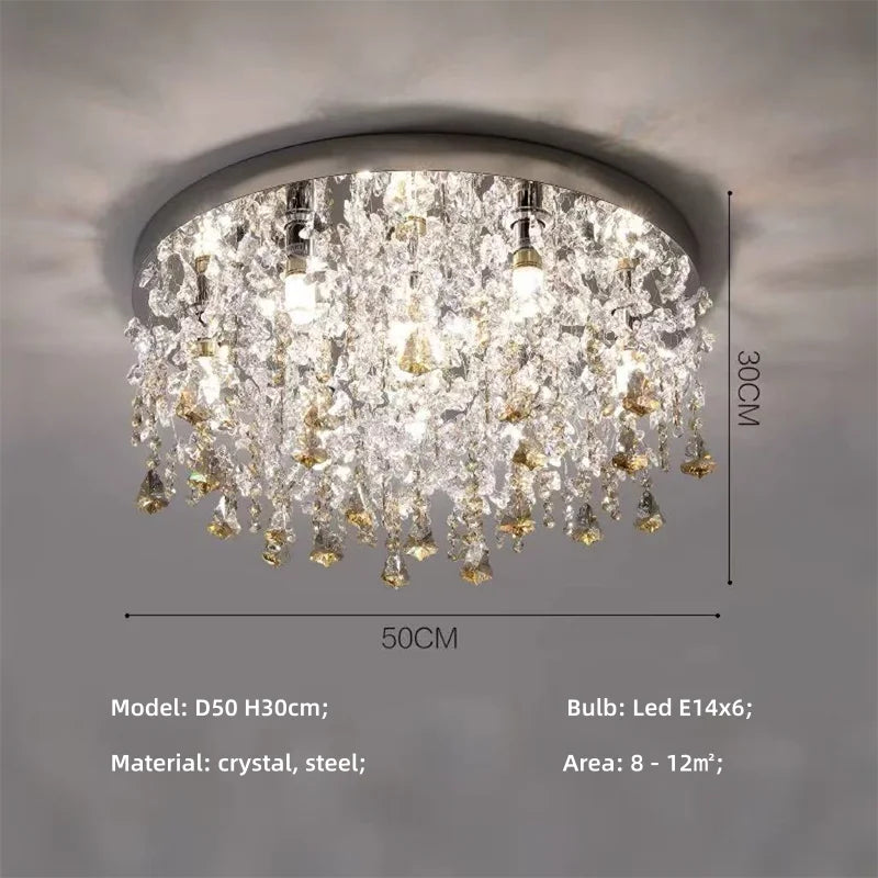 SaloEElaitte Crystal LED Ceiling Light Modern Living Room Lamp