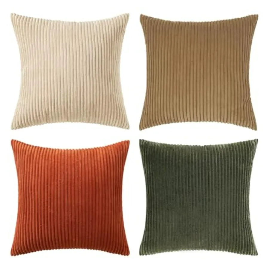 Boho Farmhouse Throw Pillow Covers 4 Pack Corduroy Cushion Covers For Couch