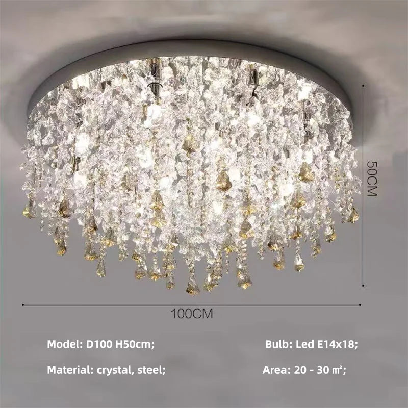 SaloEElaitte Crystal LED Ceiling Light Modern Living Room Lamp