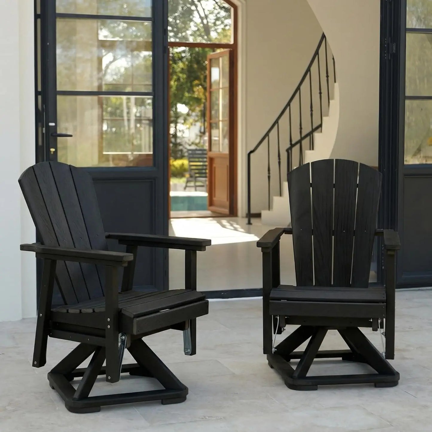 HDPE Swivel Glider Chair Outdoor Weather Resistant Adirondack Rocker