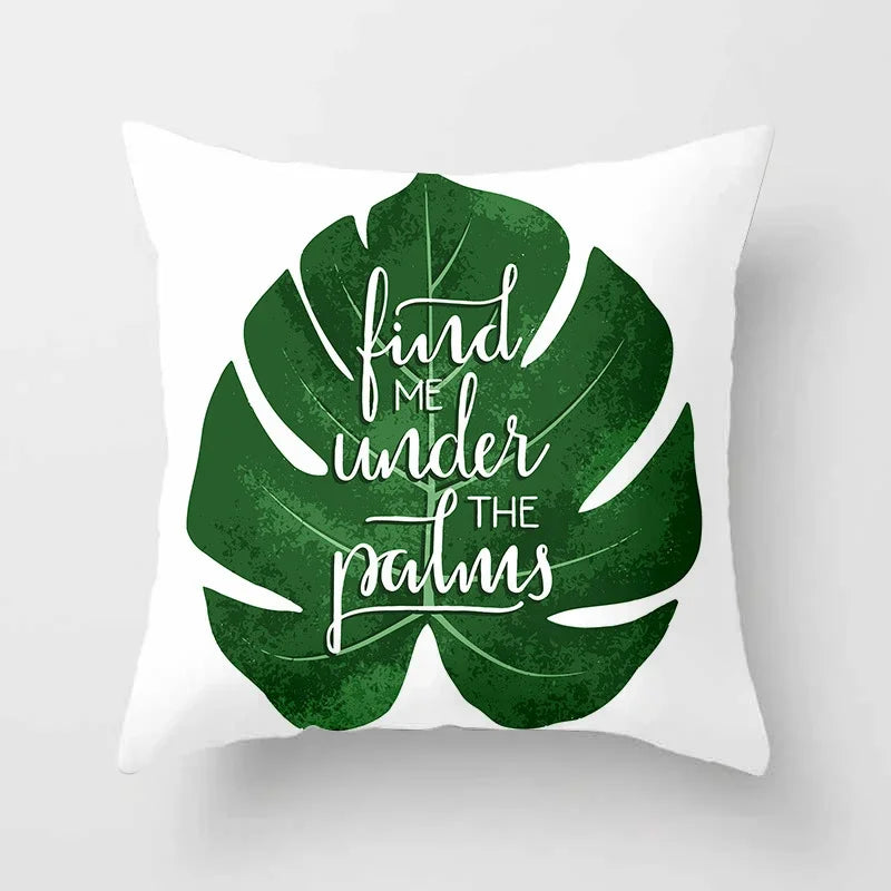 Tropical Leaf Cactus Double-sided Plush Throw Pillow