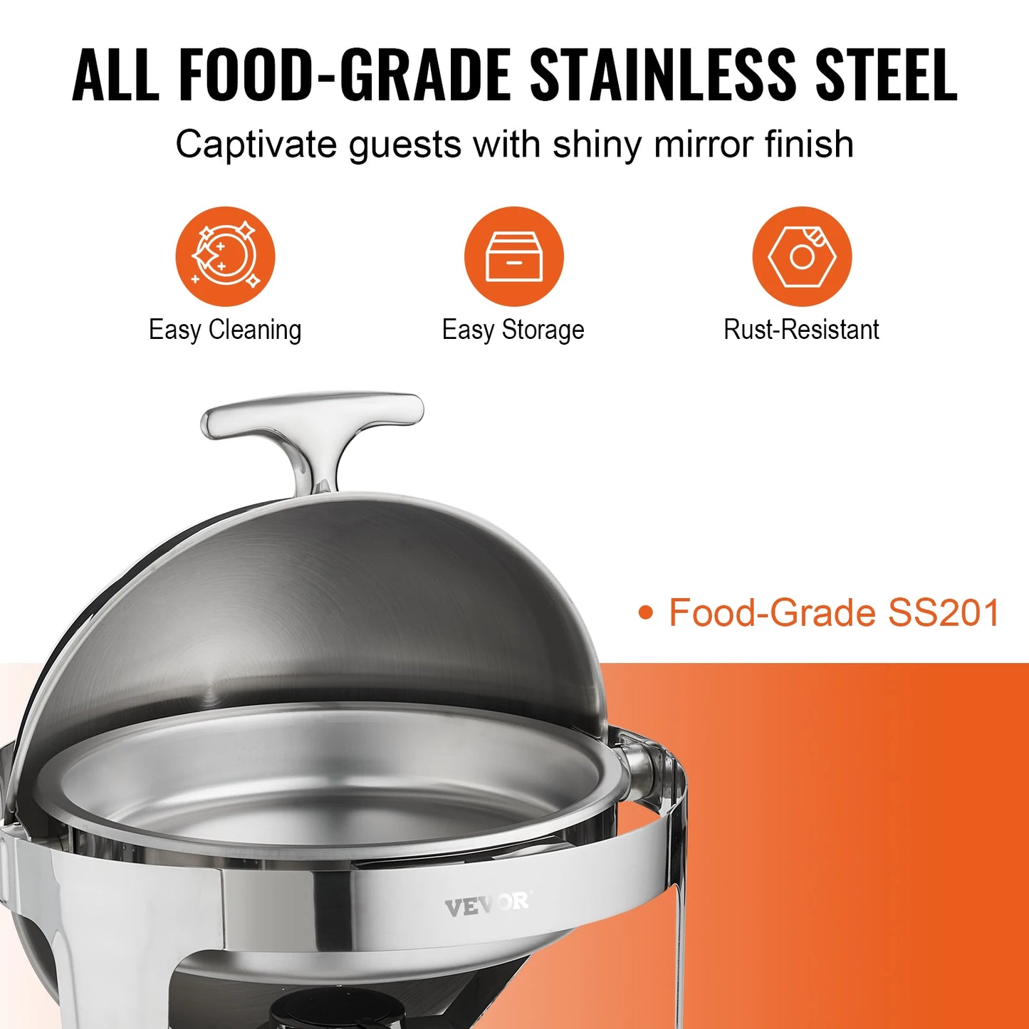 SucceBuy Roll Top Chafing Dish Set 2 Pack Stainless Steel