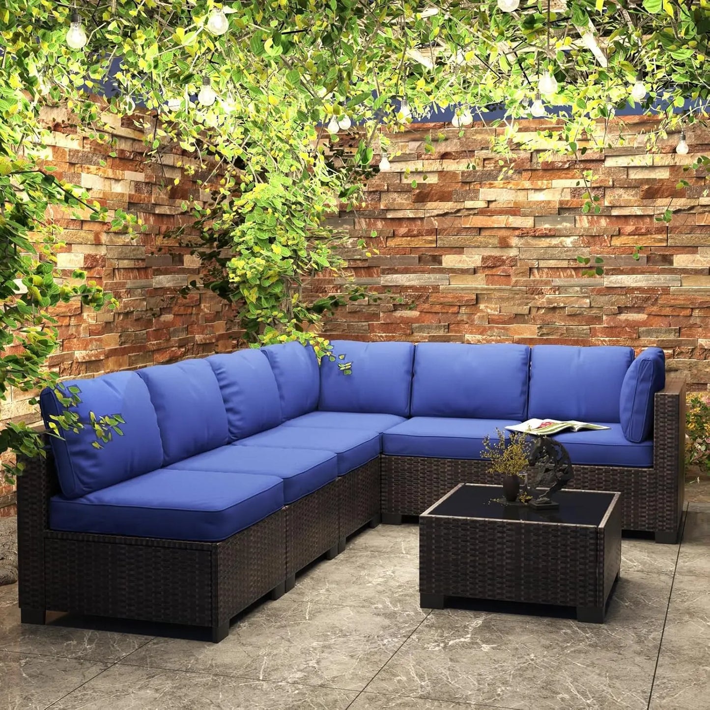 HobbyLane 7 Piece Modular Outdoor Rattan Wicker Sofa Set