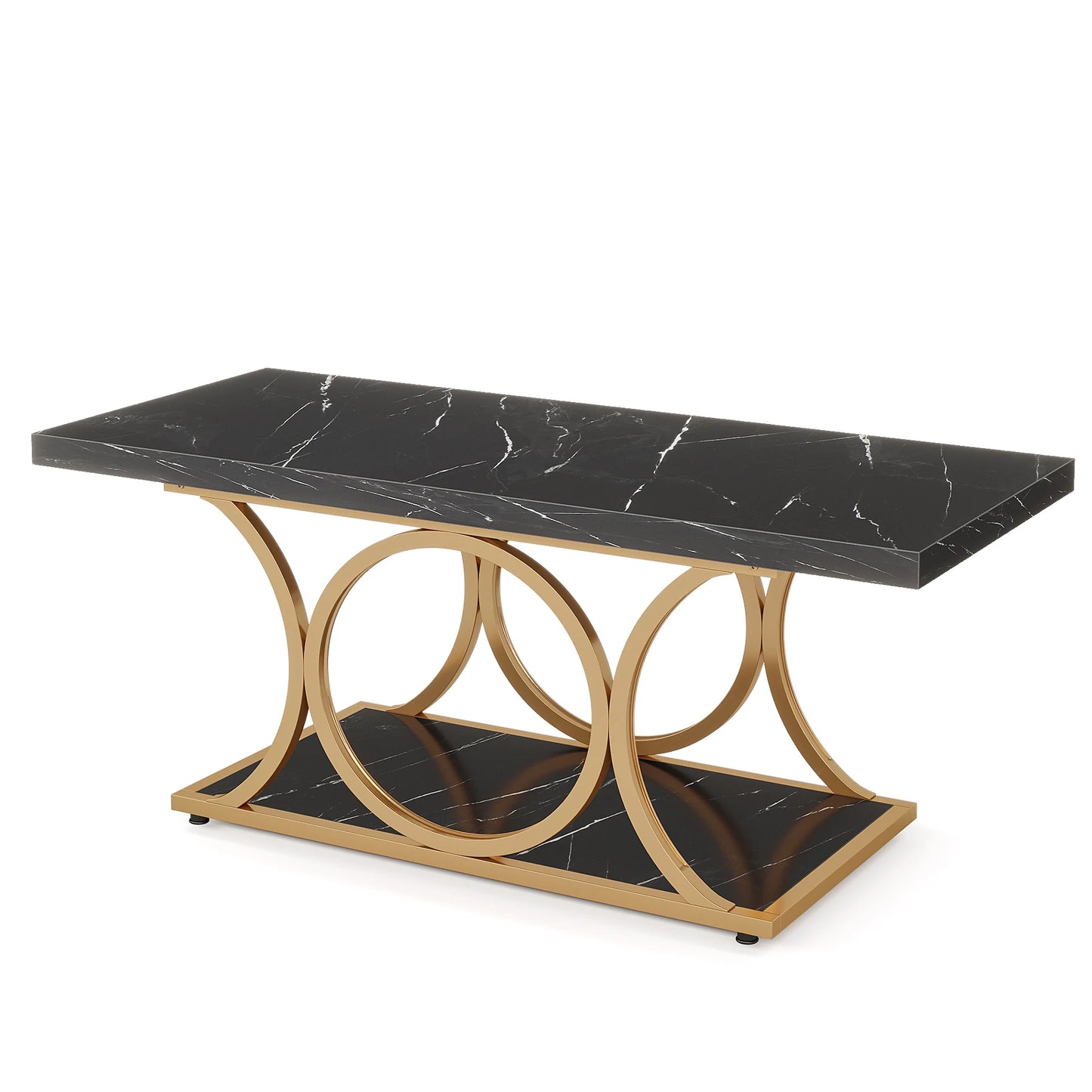 Tribesigns Rectangle Coffee Table Modern Faux Marble Wood