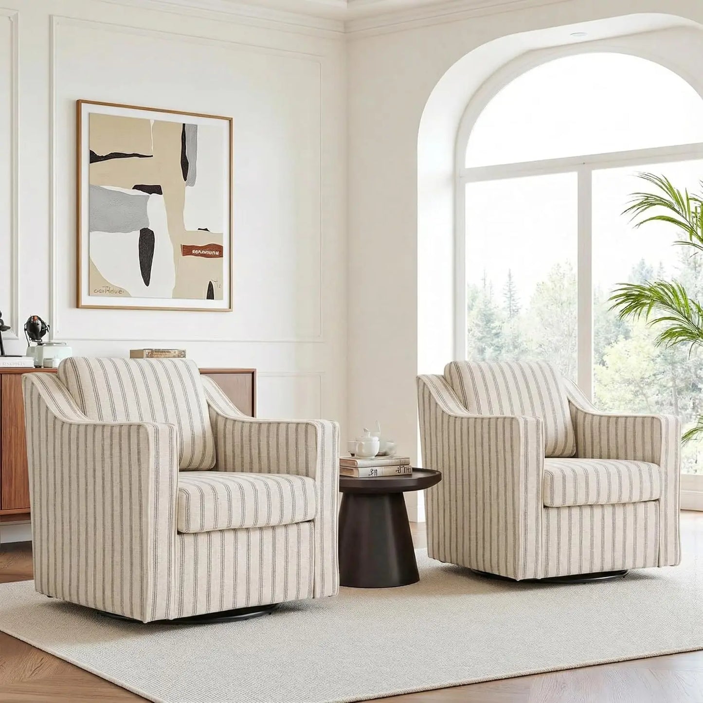 Upholstered Club Armchairs Set of 2 Chenille Fabric