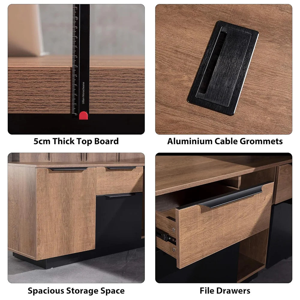 L Shaped Executive Desk With Reversible Storage And Power Hub