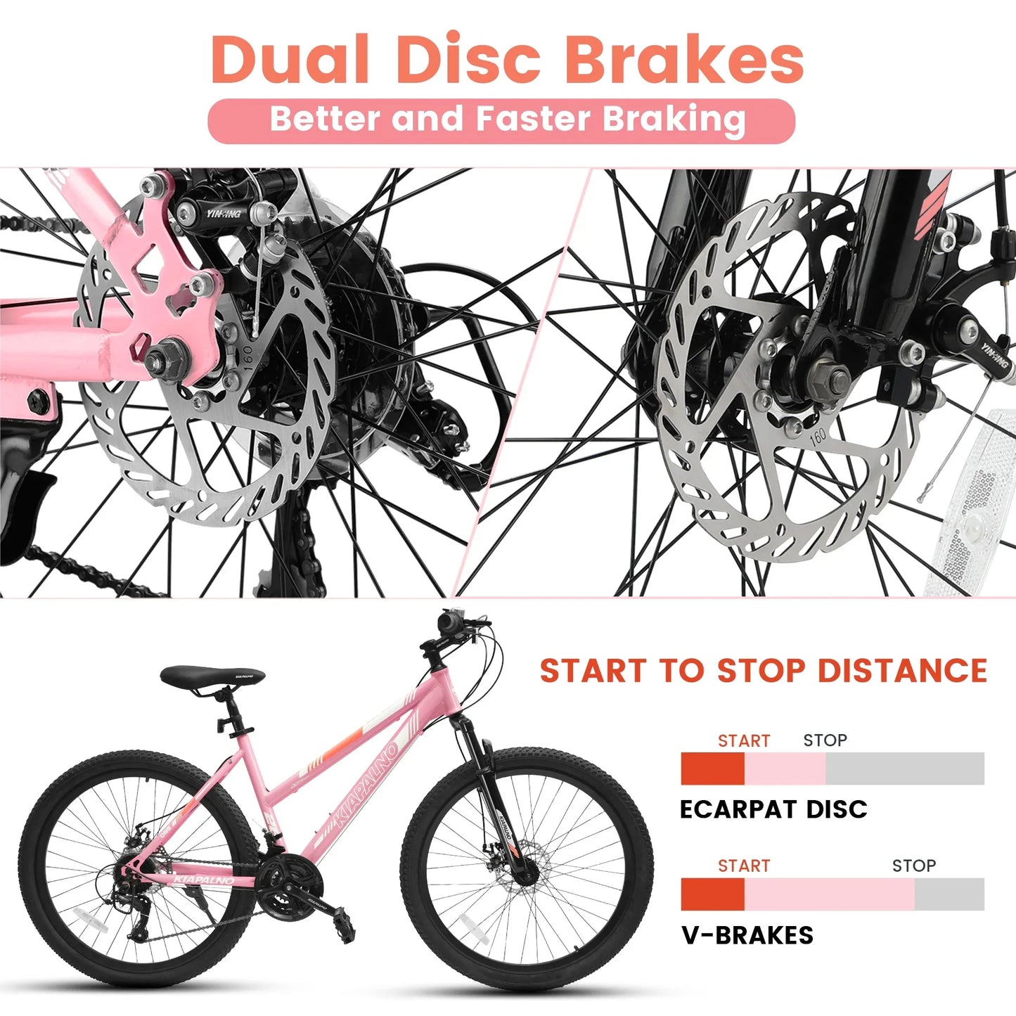 Ecarpat Mountain Bike 21 Speed Steel Frame Dual Disc Brakes
