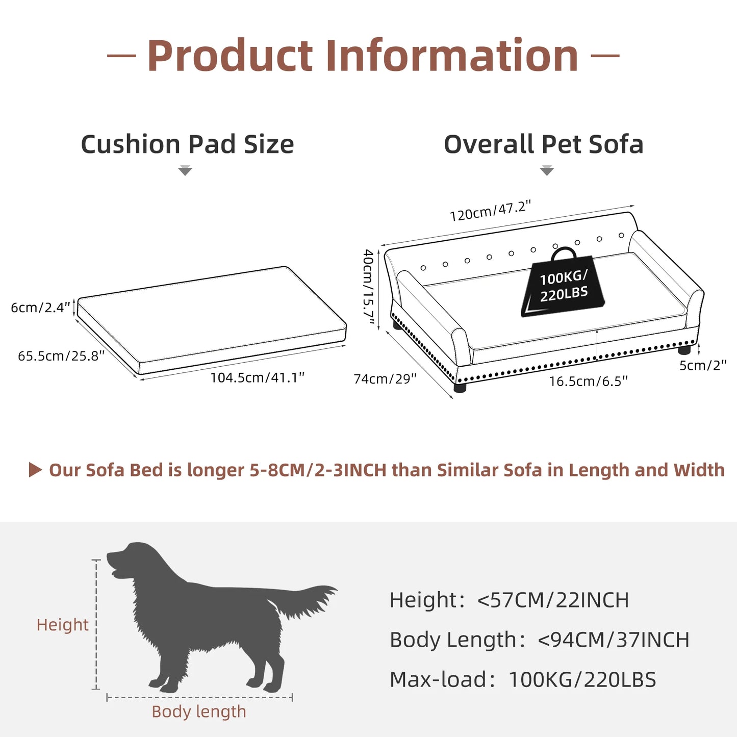 Bingopaw Elevated Microfiber Leather Dog Sofa With Removable Cushion