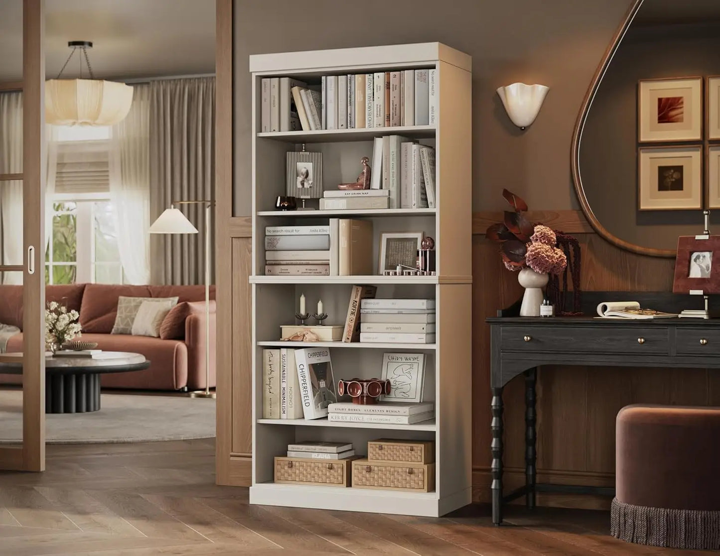 Stackable 6 Tier Solid Wood Bookcase Open Display Shelf