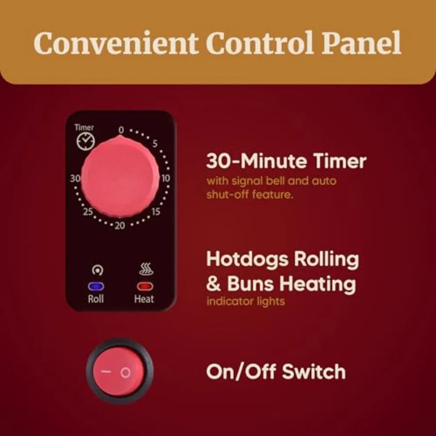Hot Dog Roller Toaster Oven With 30 Minute Timer Rollers