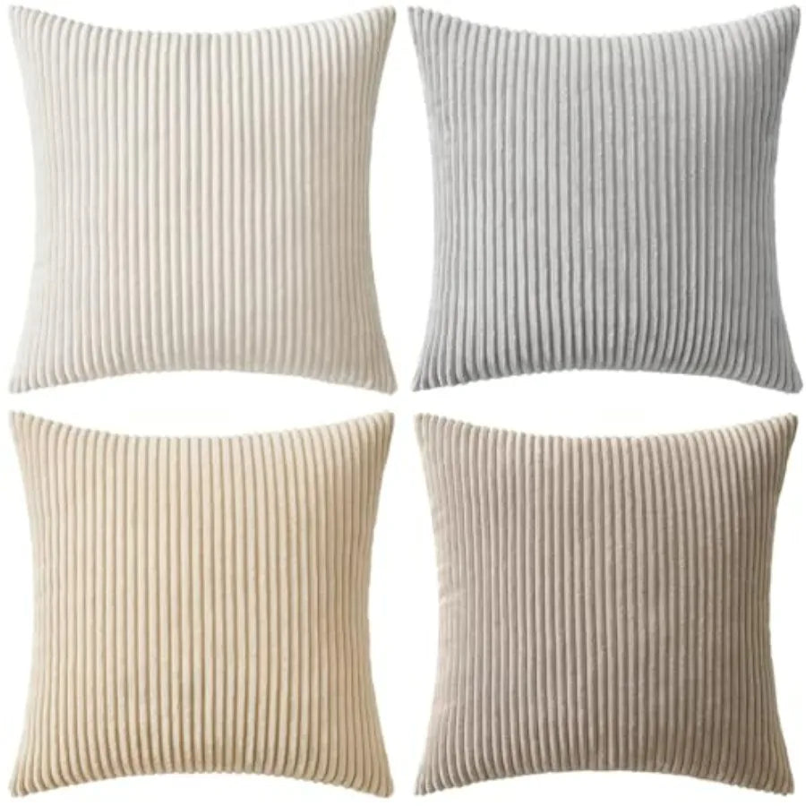 Boho Farmhouse Throw Pillow Covers 4 Pack Corduroy Cushion Covers For Couch