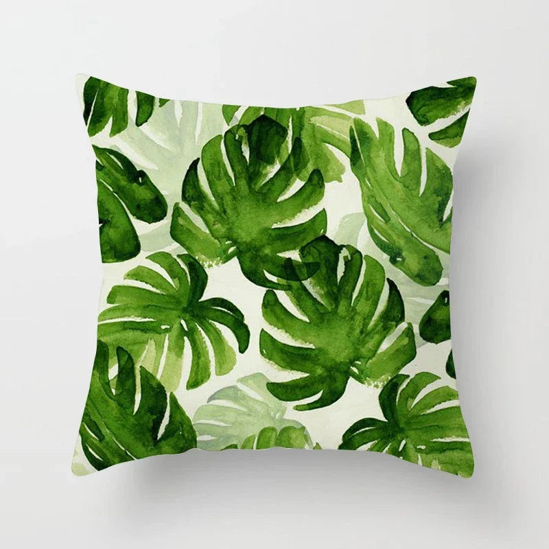 Tropical Leaf Cactus Double-sided Plush Throw Pillow