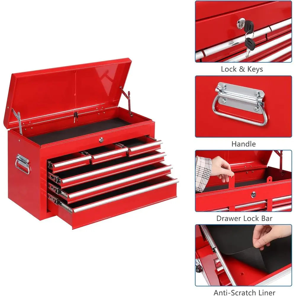 Portable Rolling Tool Chest With Detachable Top For Garage Workshop