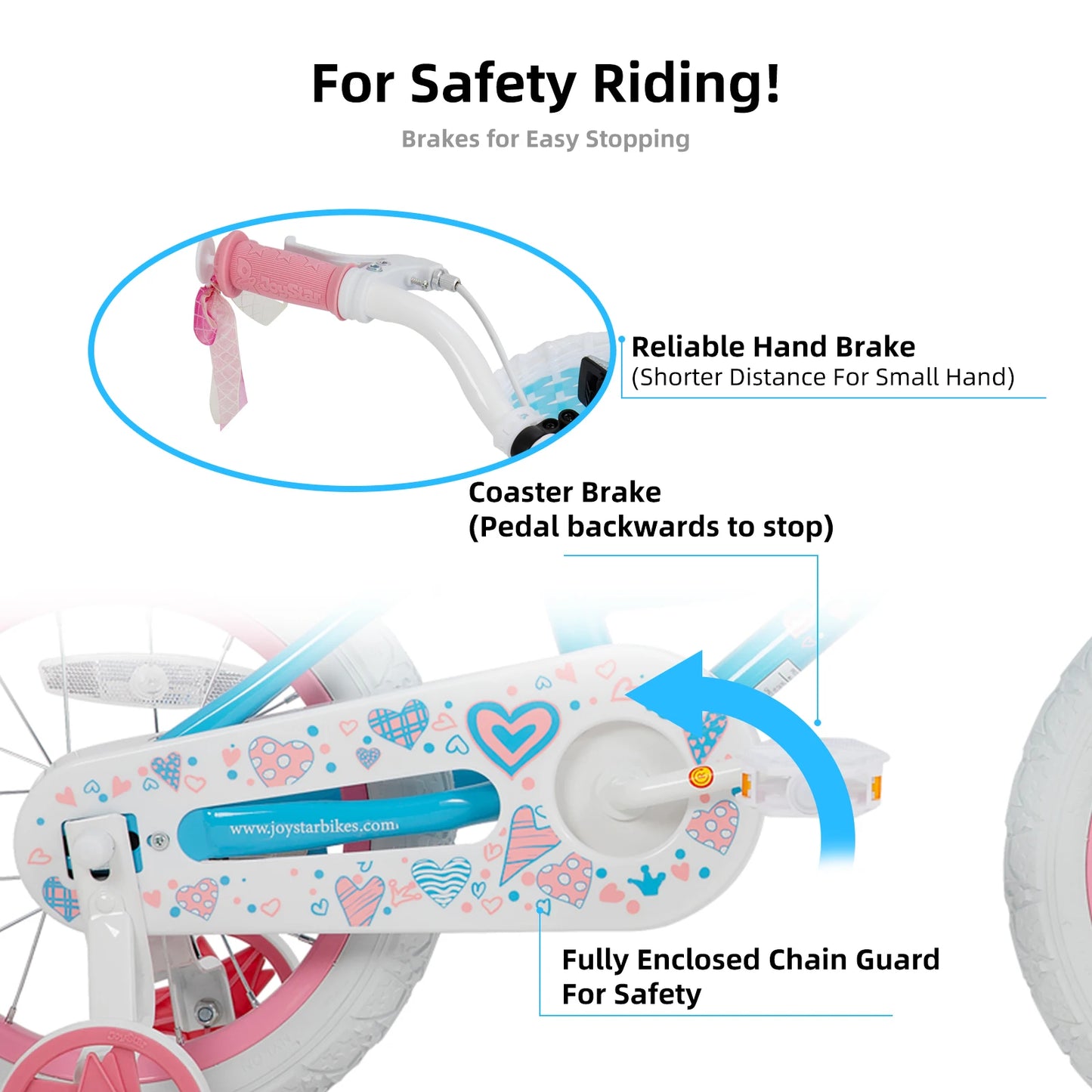 Joystar Kids Bike With Basket Training Wheels Rear Pedal Brake