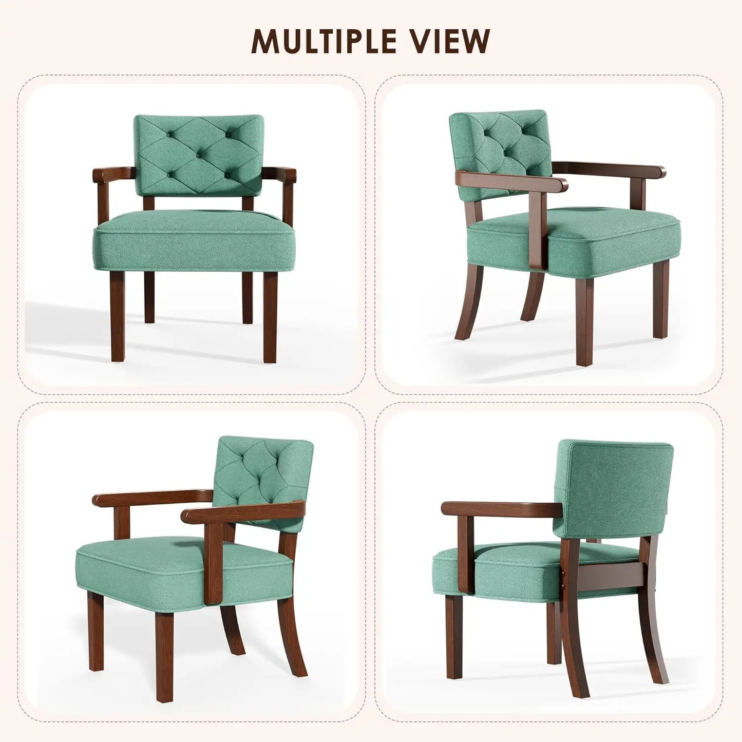 Oversized Upholstered Armchair Set Tufted Back Cushioned Wood Frame TwoPieceSet