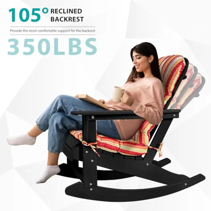 Adirondack Rocking Chair With Cushion HDPE All Weather Patio