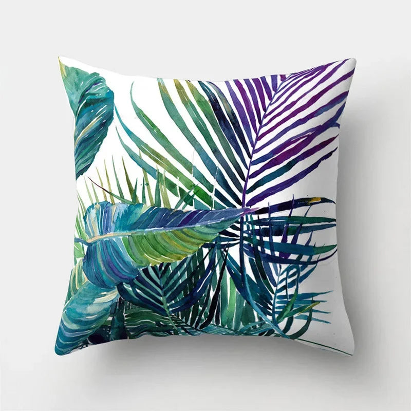 Tropical Leaf Cactus Double-sided Plush Throw Pillow