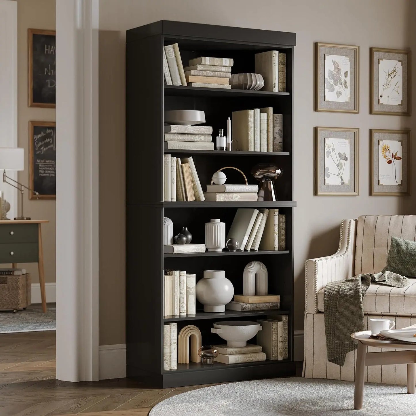 Stackable 6 Tier Solid Wood Bookcase Open Display Shelf