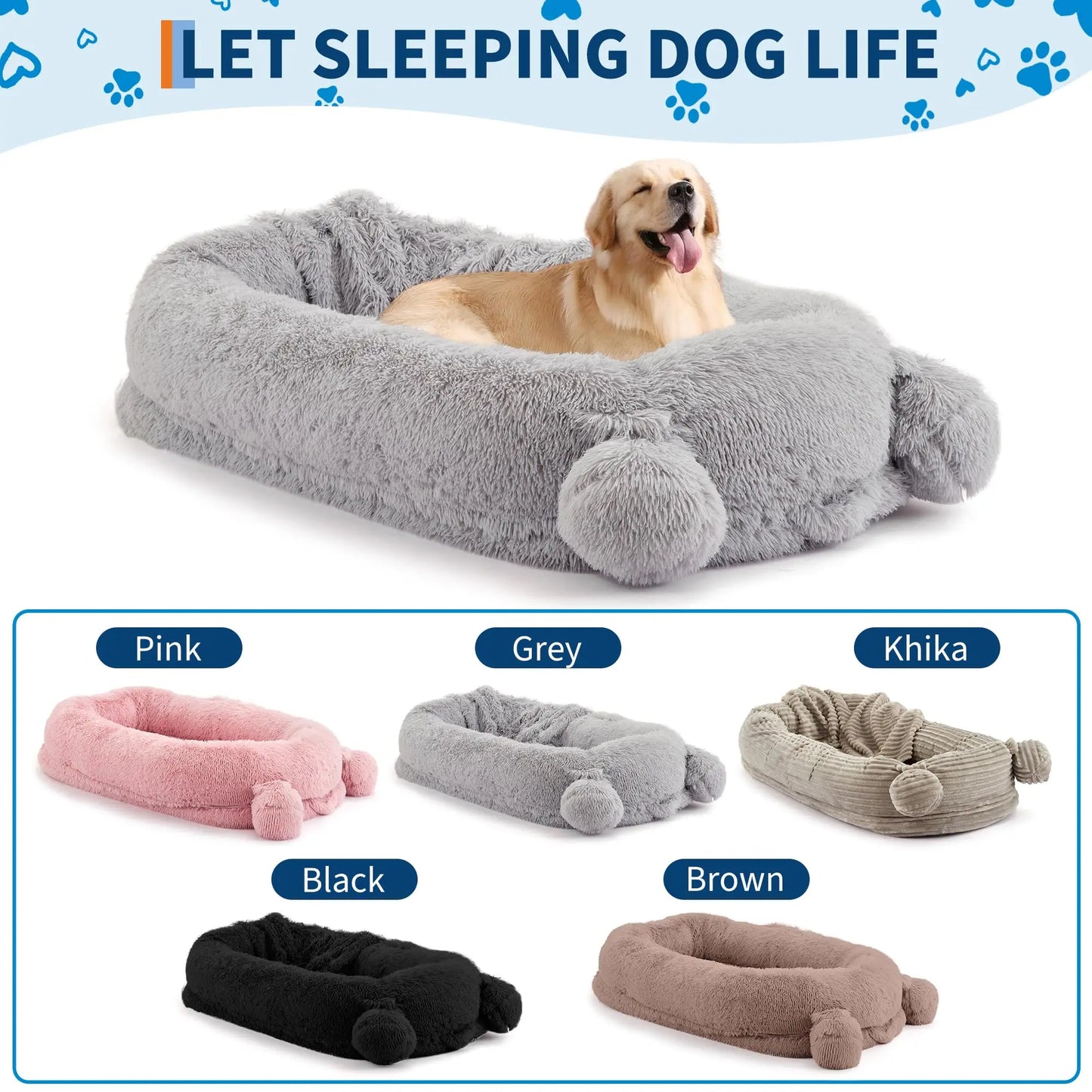HiMISS Adult Dog Bed With Removable Cover And Blanket