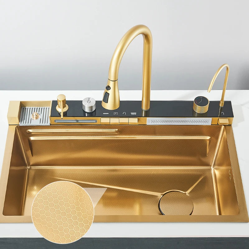 Rozin Stainless Steel Kitchen Sink With Faucet Digital Display