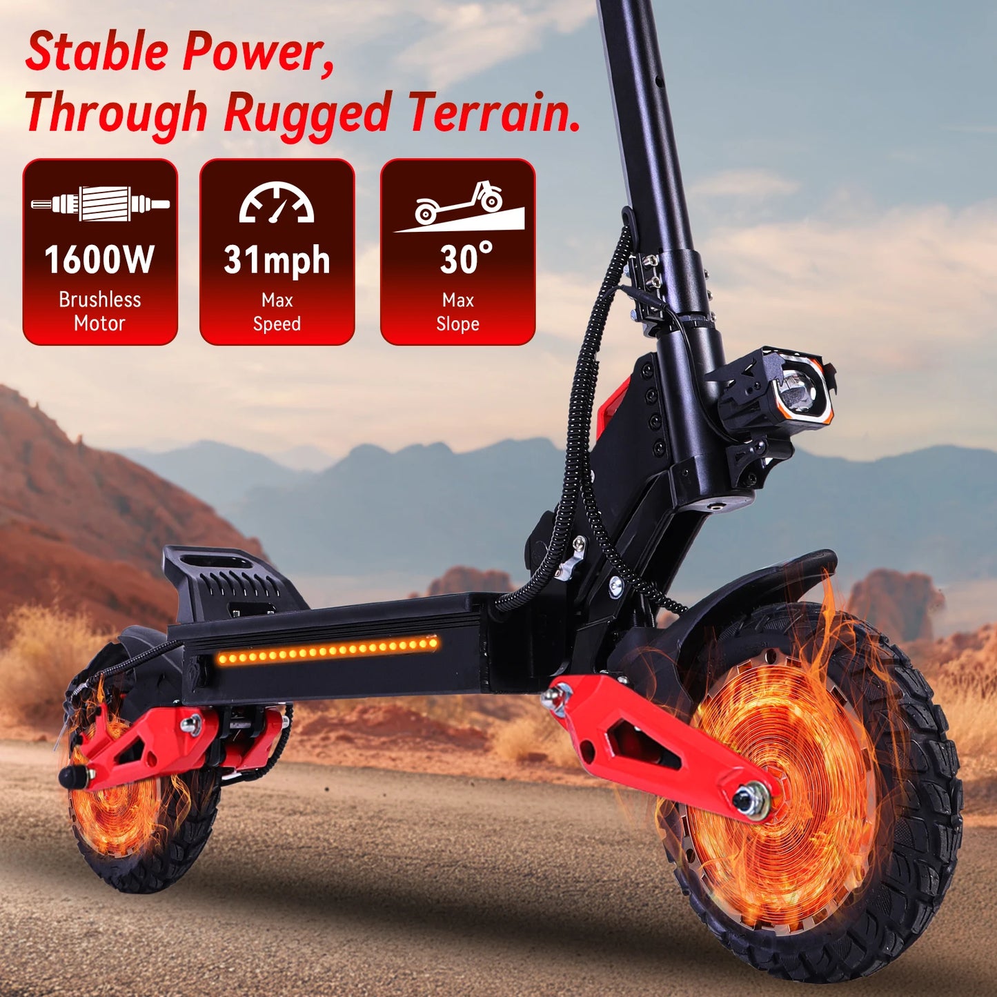 OBARTER J15 Electric Scooter 1600W Motor 31mph Off Road Tyres 48V 18Ah