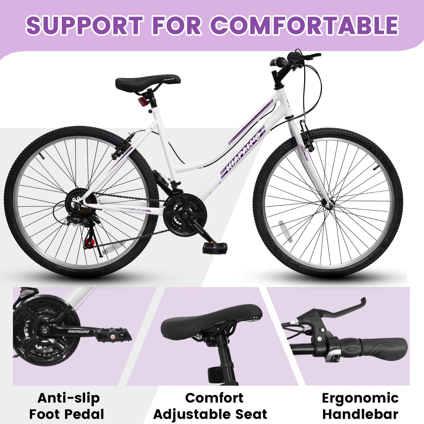 Ecarpat Women's Mountain Bike 21 Speed With V Brake