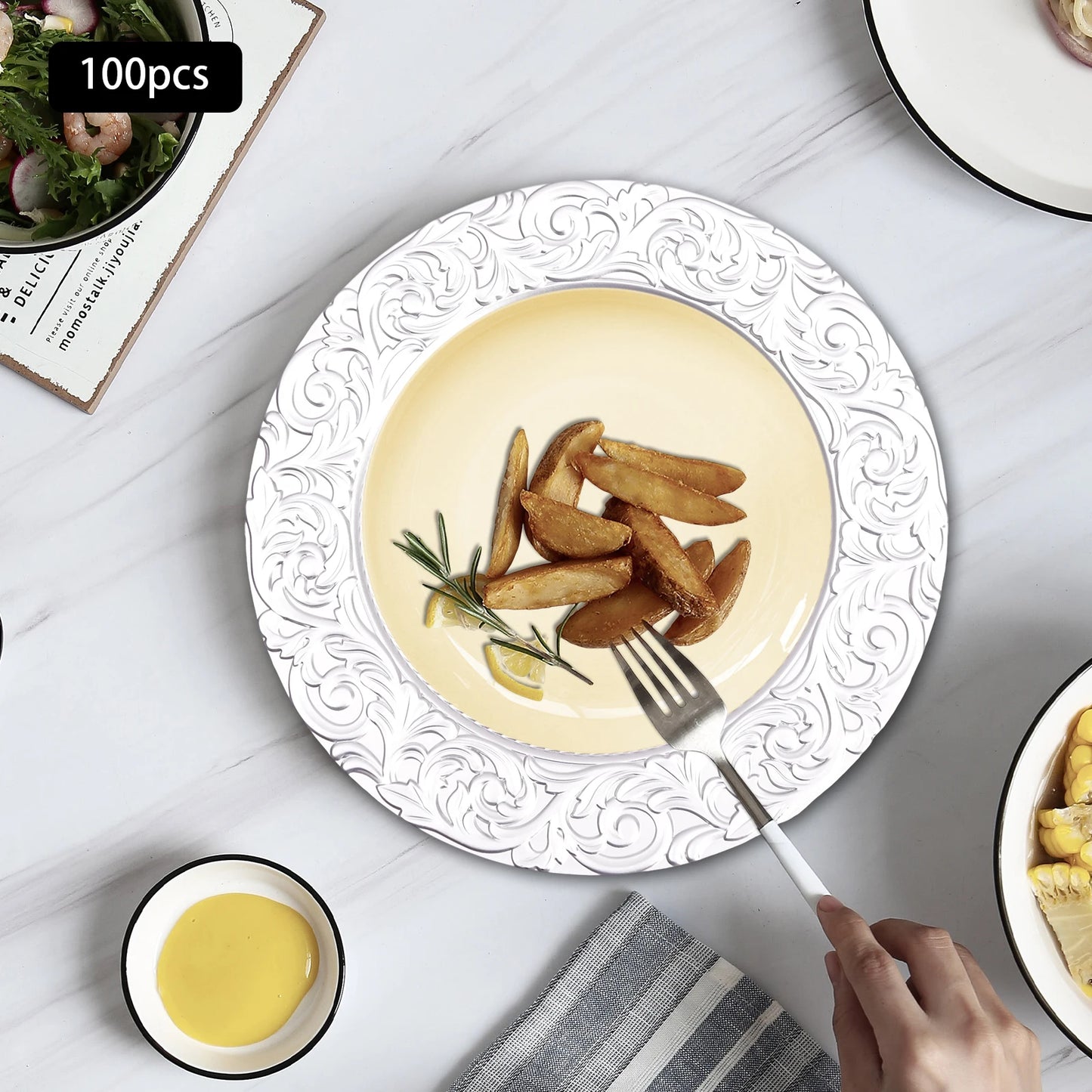 Charger Plates 100 Piece Round Reusable Serving Set for Weddings