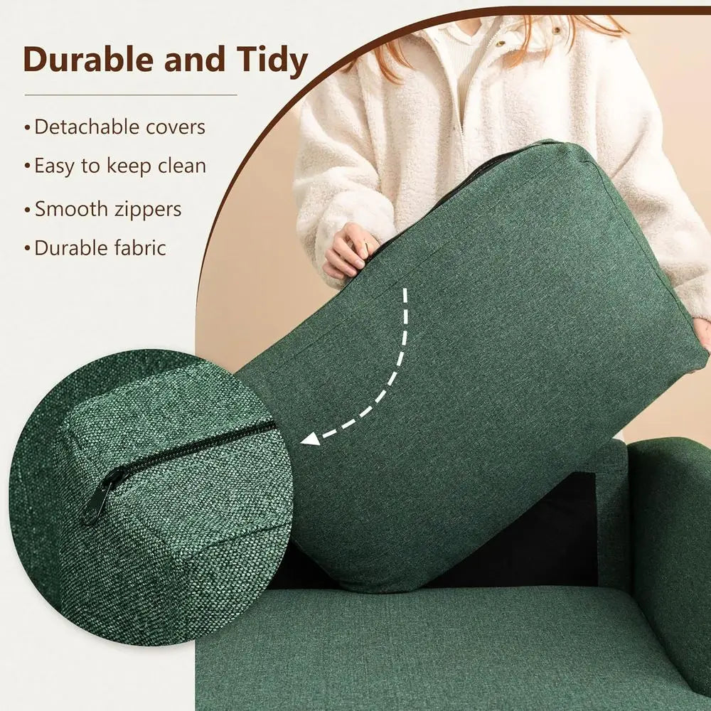 3 Seater Century Style Sofa, 89 Large Upholstered Couch with Deep Seating and Comfortable Armrests for Living Room