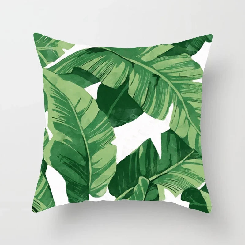 Tropical Leaf Cactus Double-sided Plush Throw Pillow