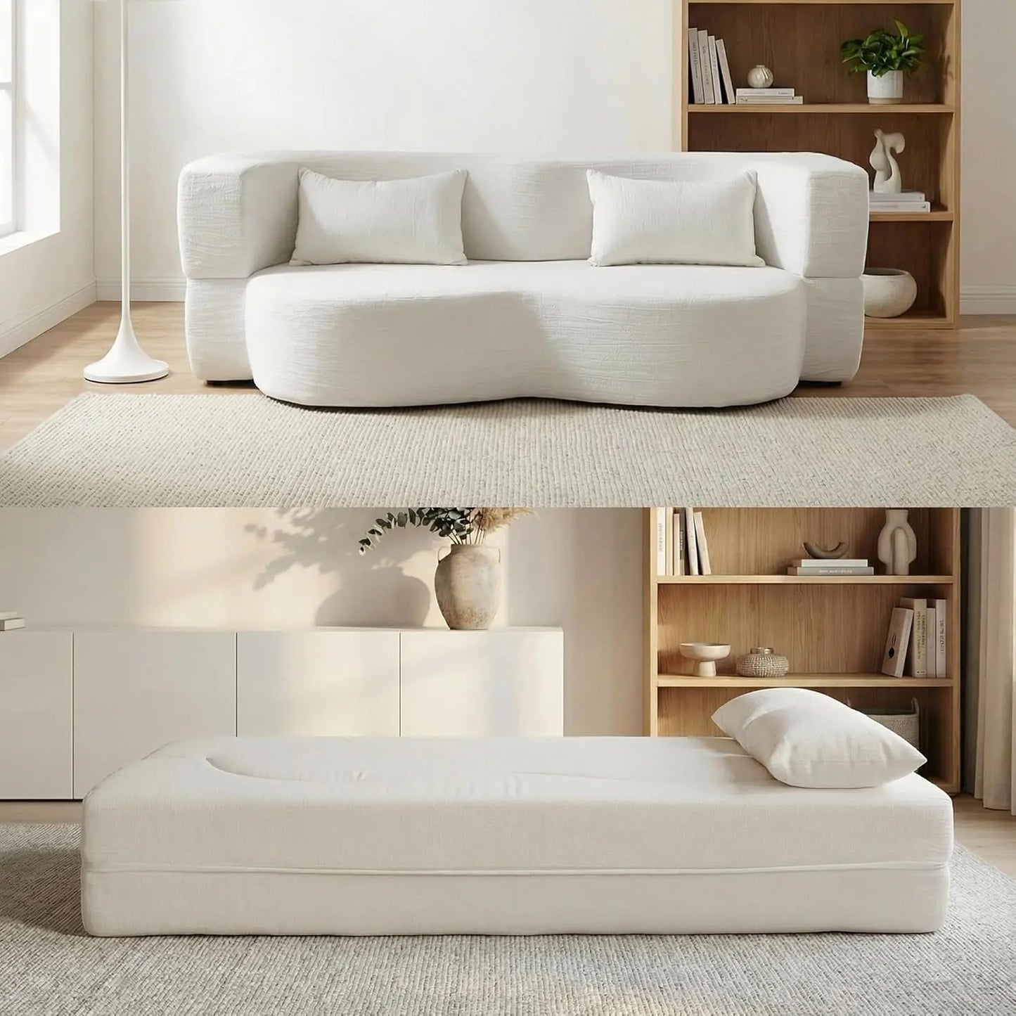 Convertible Sofa Bed 2 In 1 Fabric Folding Couch Mattress