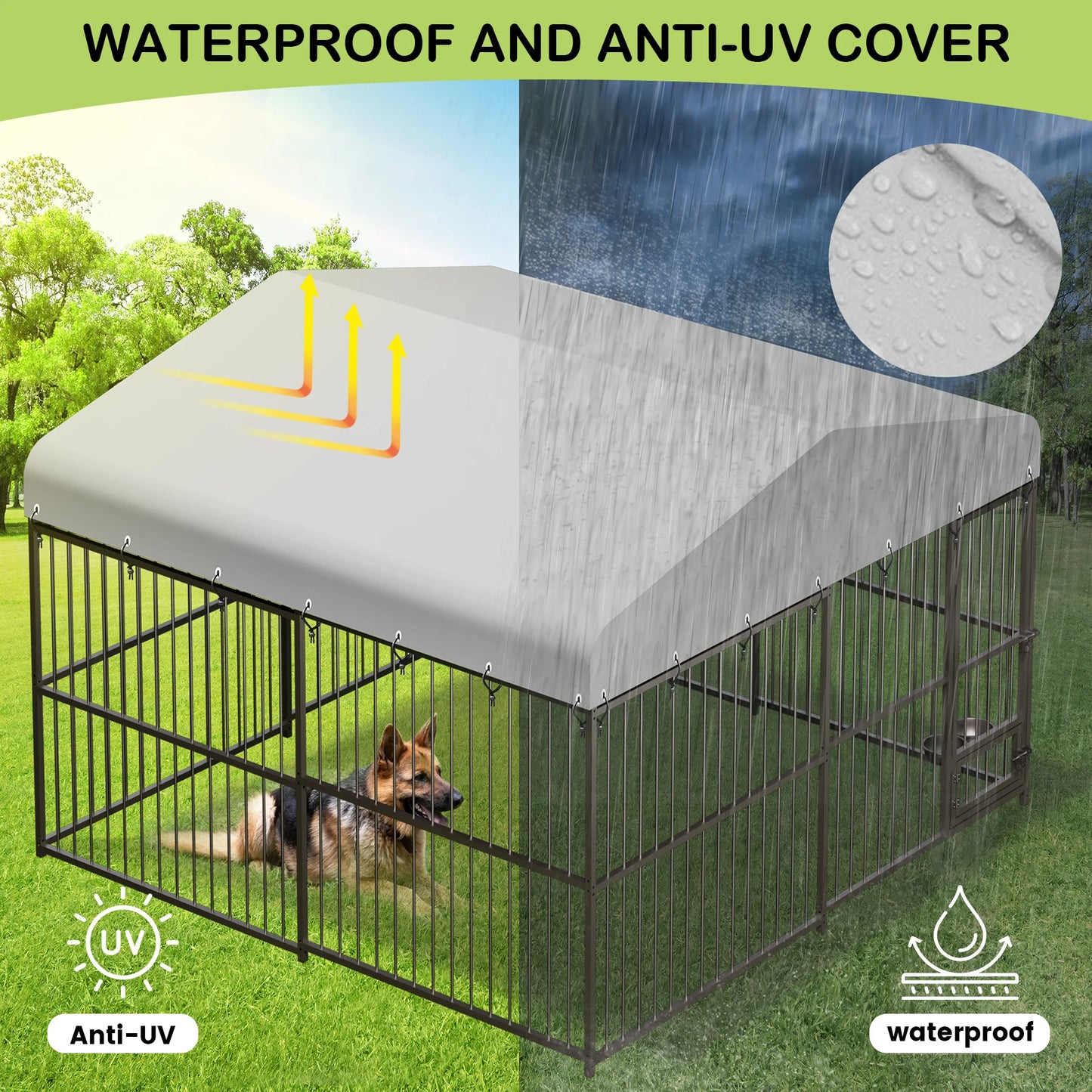TWISTER.CK Outdoor Heavy Duty Dog Kennel Walk In Playpen With Roof