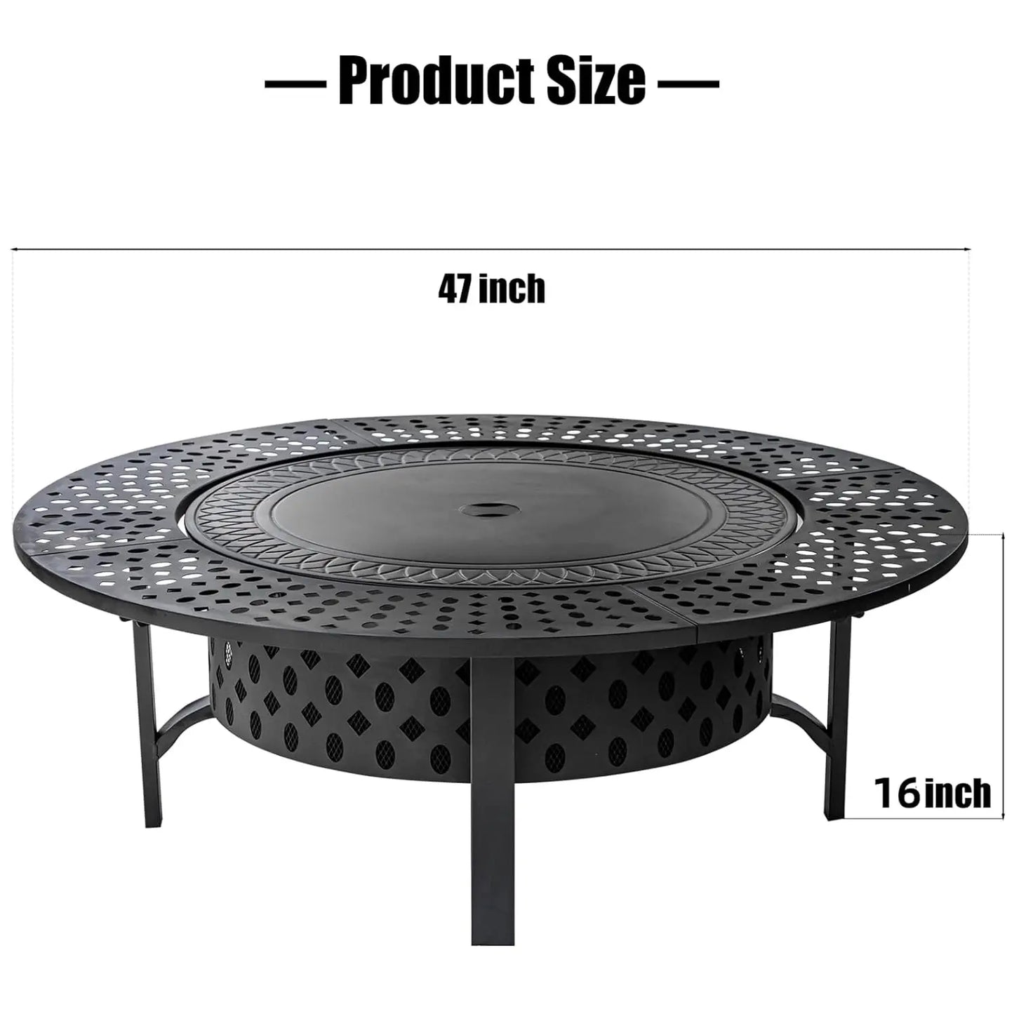 Wood Burning Fire Pit With Two Grills And Lid For Outdoor Use
