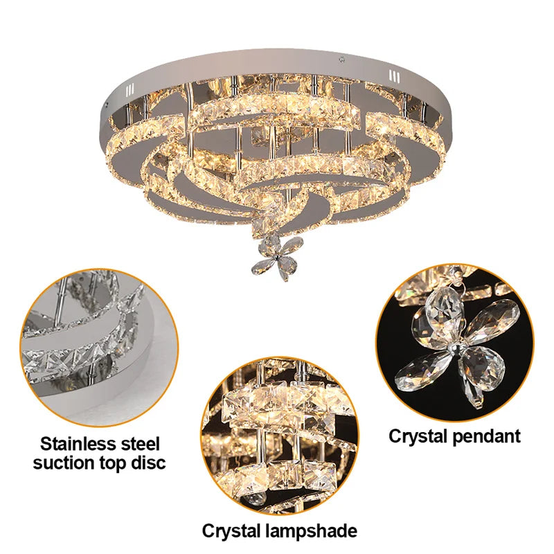 GreeLustr Crystal LED Ceiling Lamp Chandelier For Living Room
