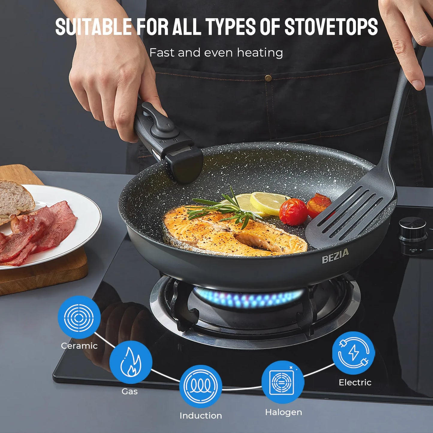 Induction Cookware Set Nonstick Pots and Pans With Removable Handles
