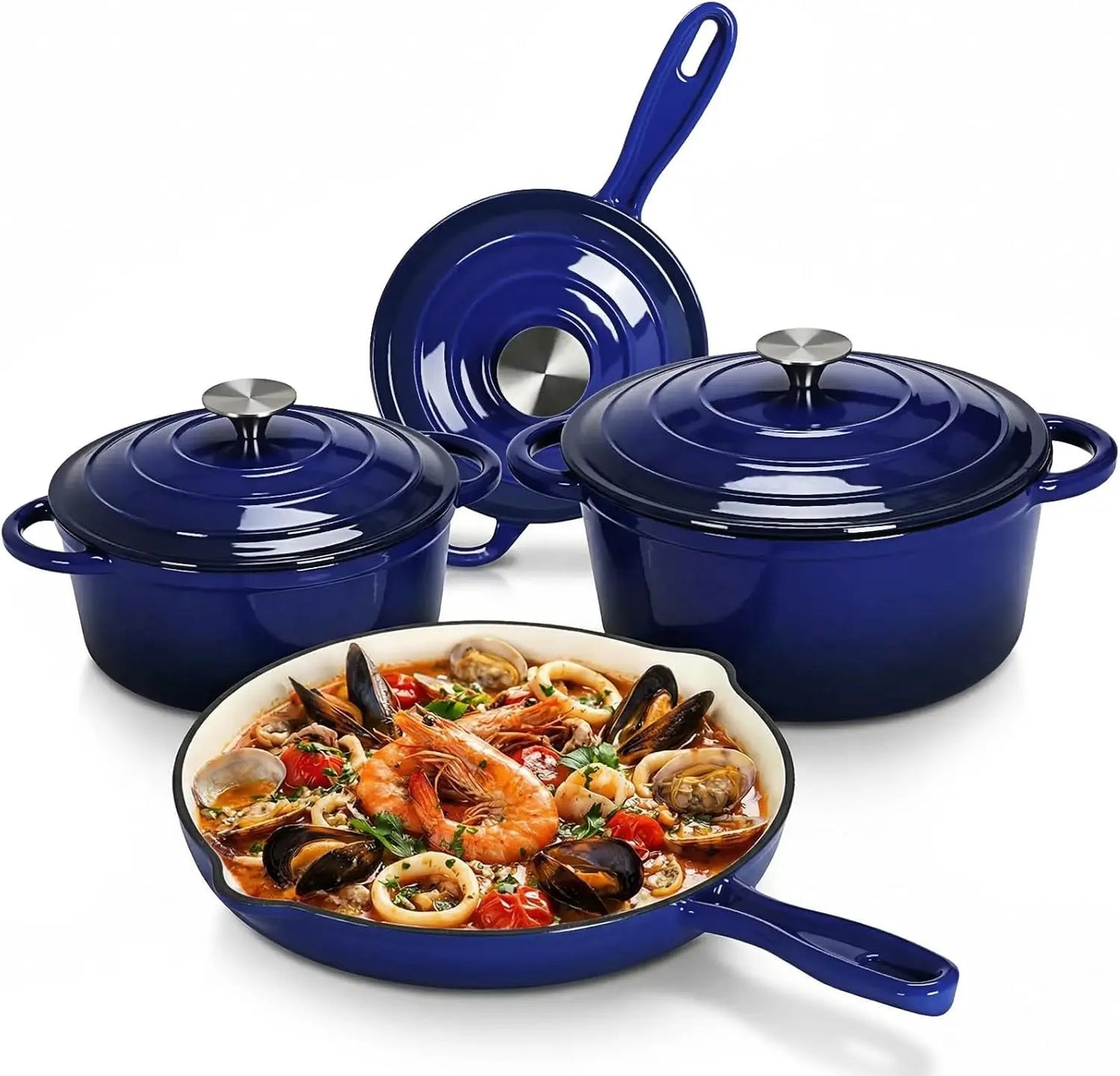 Nonstick Enameled Cast Iron Cookware Set With Dutch Oven