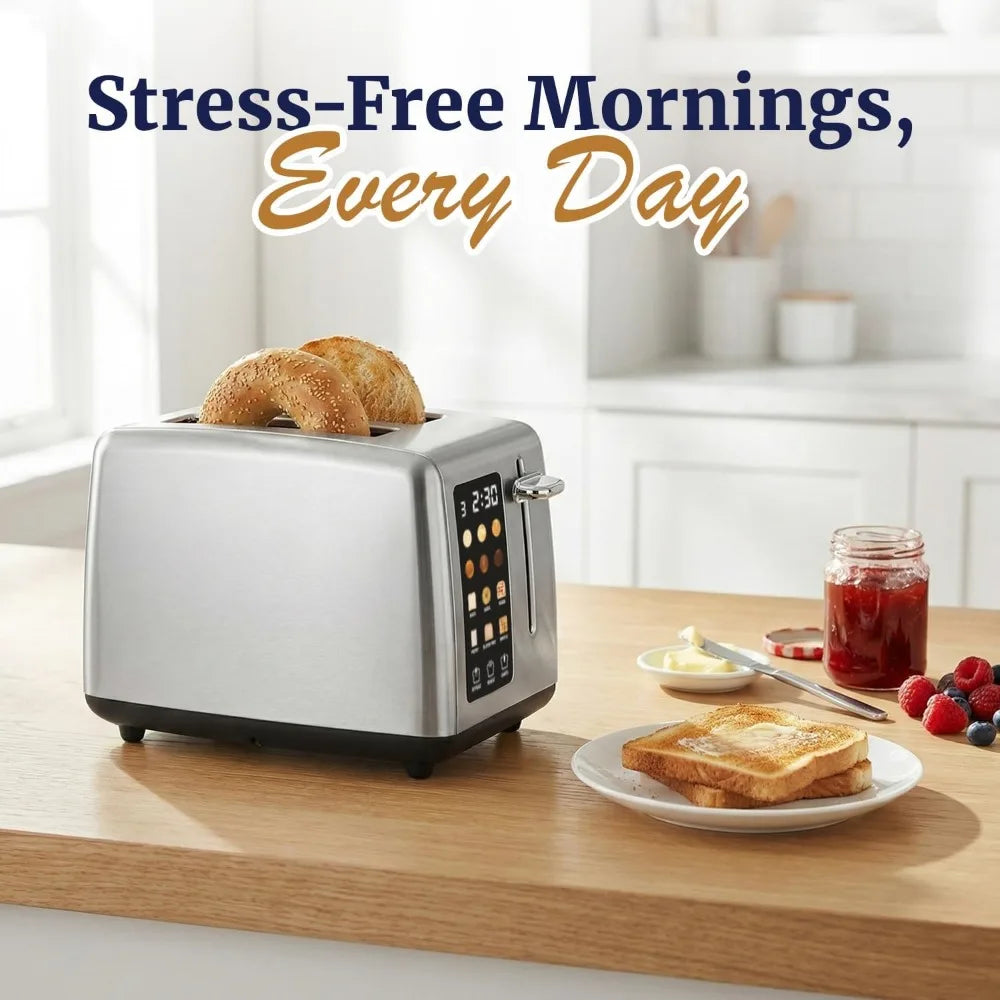 Digital Countdown Toaster Extra Wide Slots Bagel Function