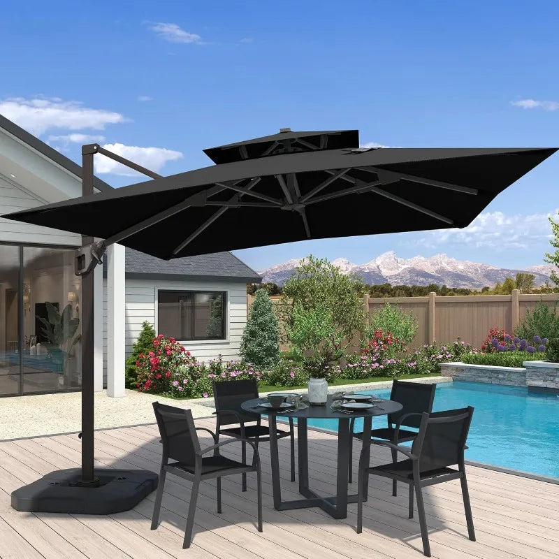 Cantilever Patio Umbrella Double Top 7 Tilt 360 Rotation Offset