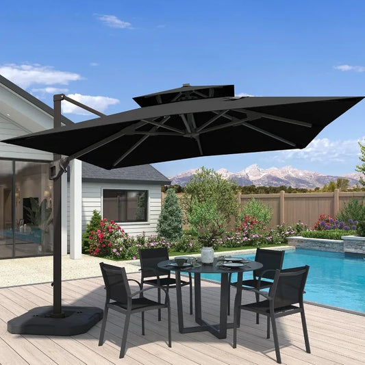 Cantilever Patio Umbrella Double Top 7 Tilt 360 Rotation Offset