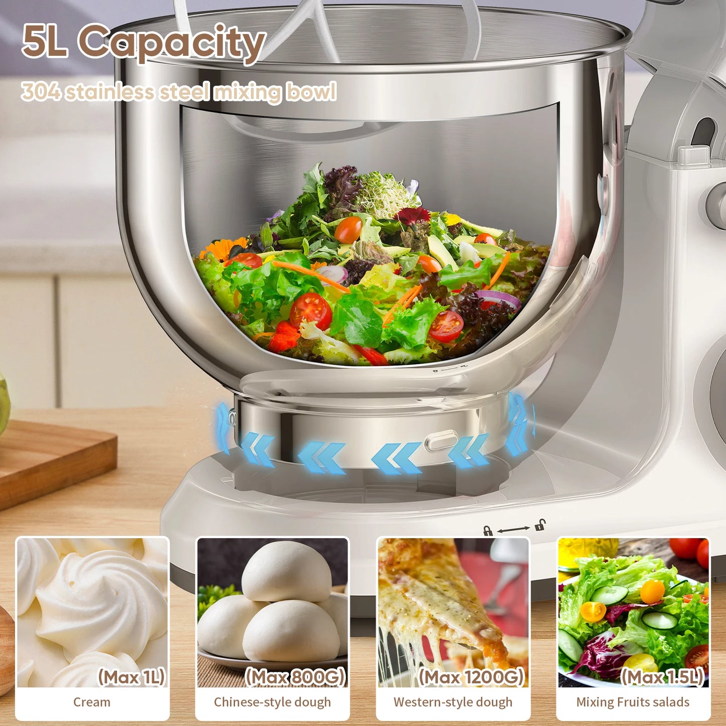 Biolomix Kitchen Stand Mixer 1200W 11 Speeds Digital OLED Screen
