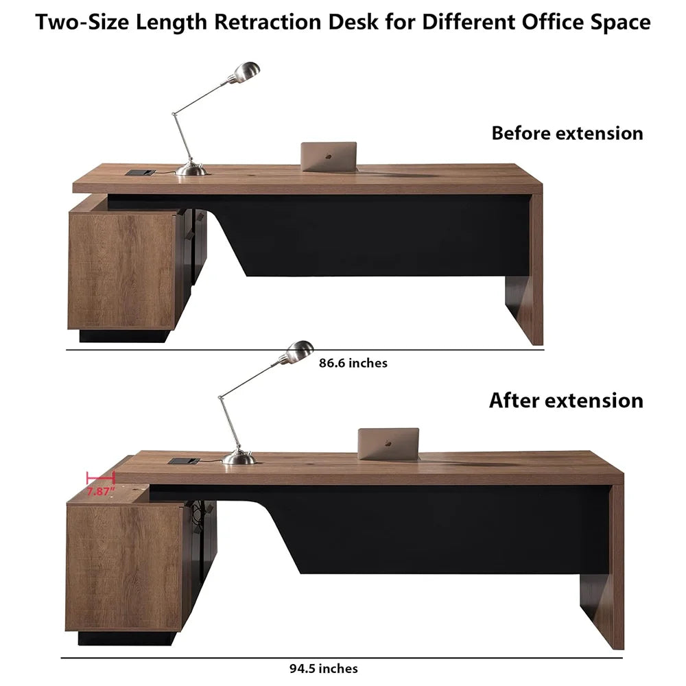 L Shaped Executive Desk With Reversible Storage And Power Hub