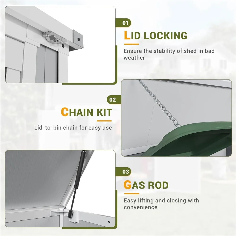 Resin Outdoor Storage Shed With Thickened Floor And Lockable Door