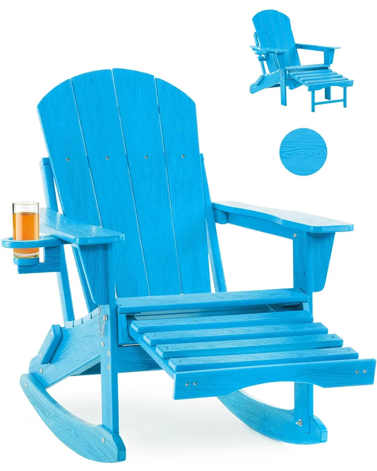Folding Adirondack Rocking Chair 4 In 1 Multifunctional Patio Ottoman