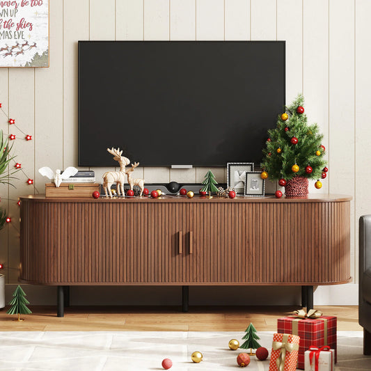 ONBRILL TV Stand With Power Outlet Storage And Adjustable Shelves