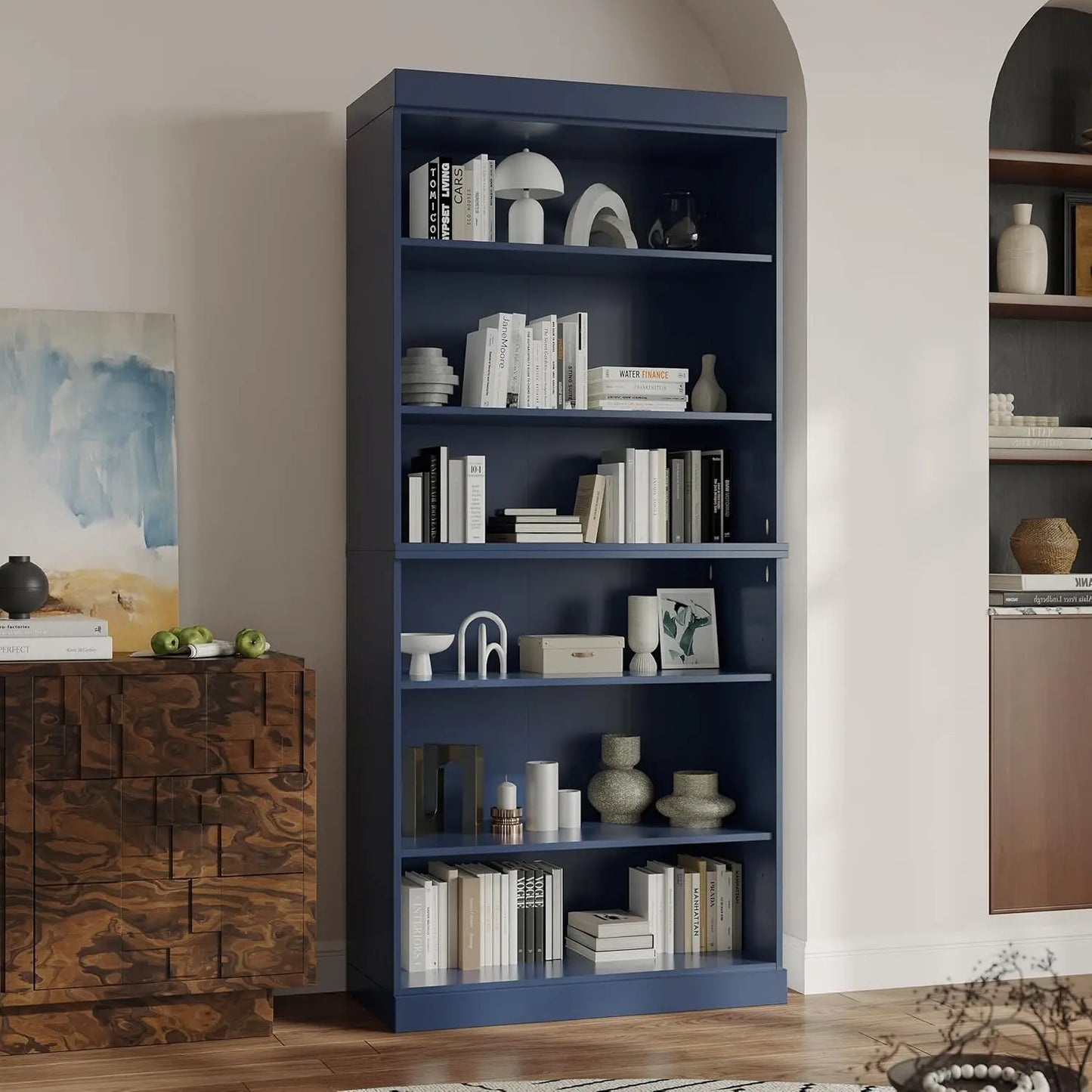 Stackable 6 Tier Solid Wood Bookcase Open Display Shelf