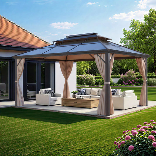 Hardtop Carport Gazebo With Durable Aluminum Frame For Backyard Patio