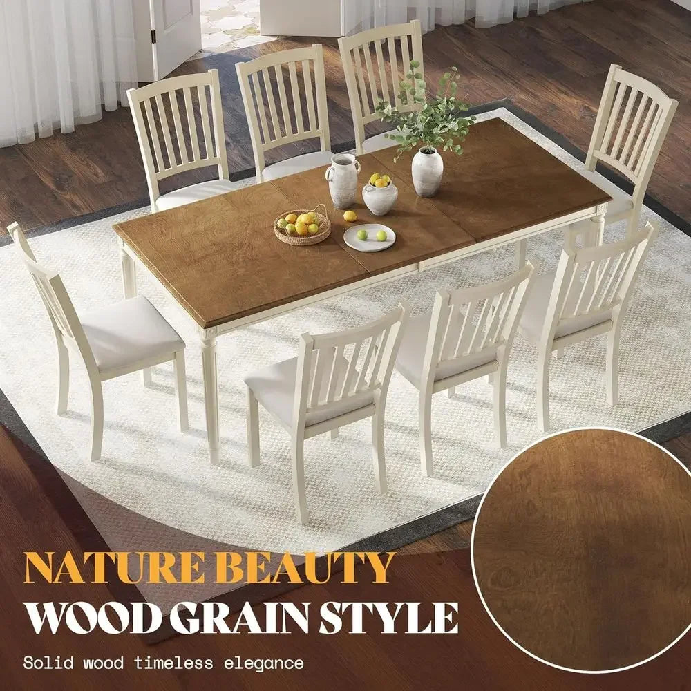 Armhouse Solid Wood Dining Table Set With Upholstered Chairs
